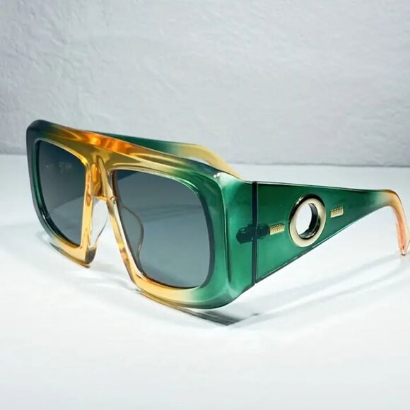 Oversized anti-reflective color block sunglassess - Picture 2 of 3